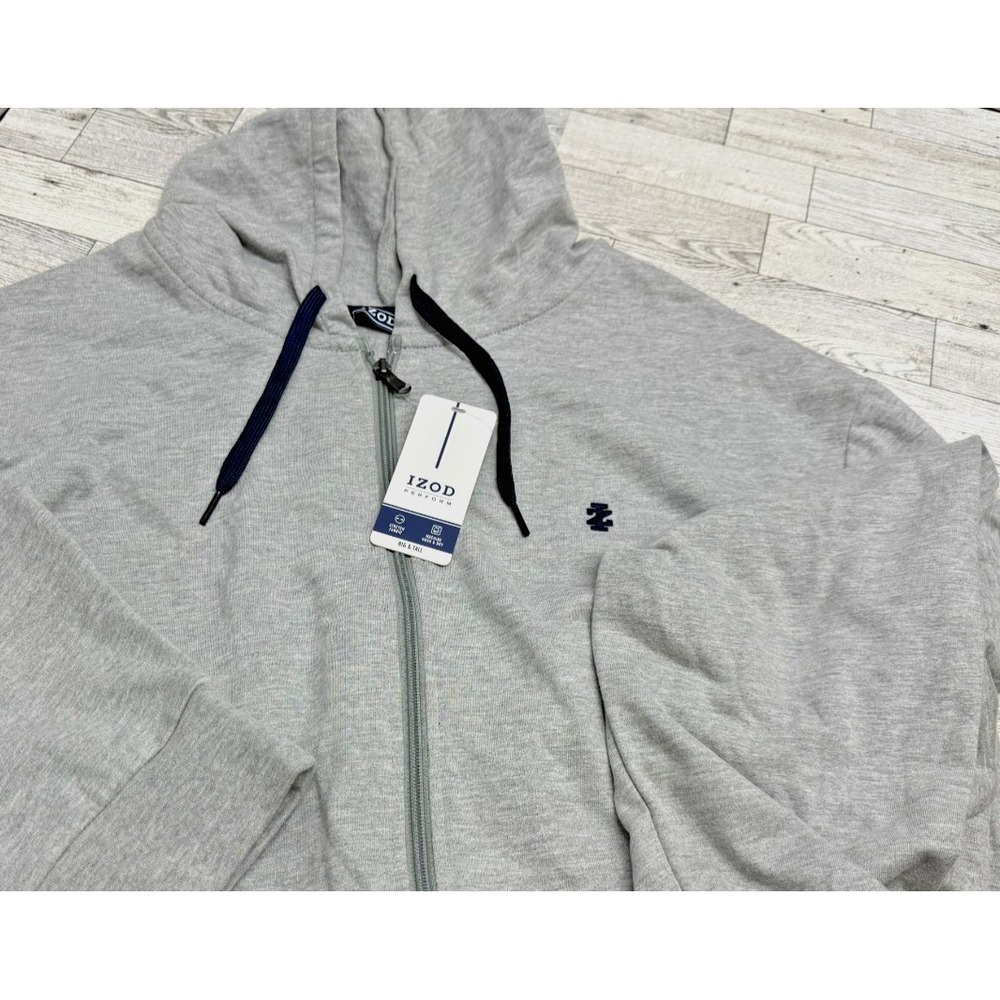 NEW NWT Mens IZOD Perform Gray Heathered Full Zip Jacket Big & Tall 2XLT 2X